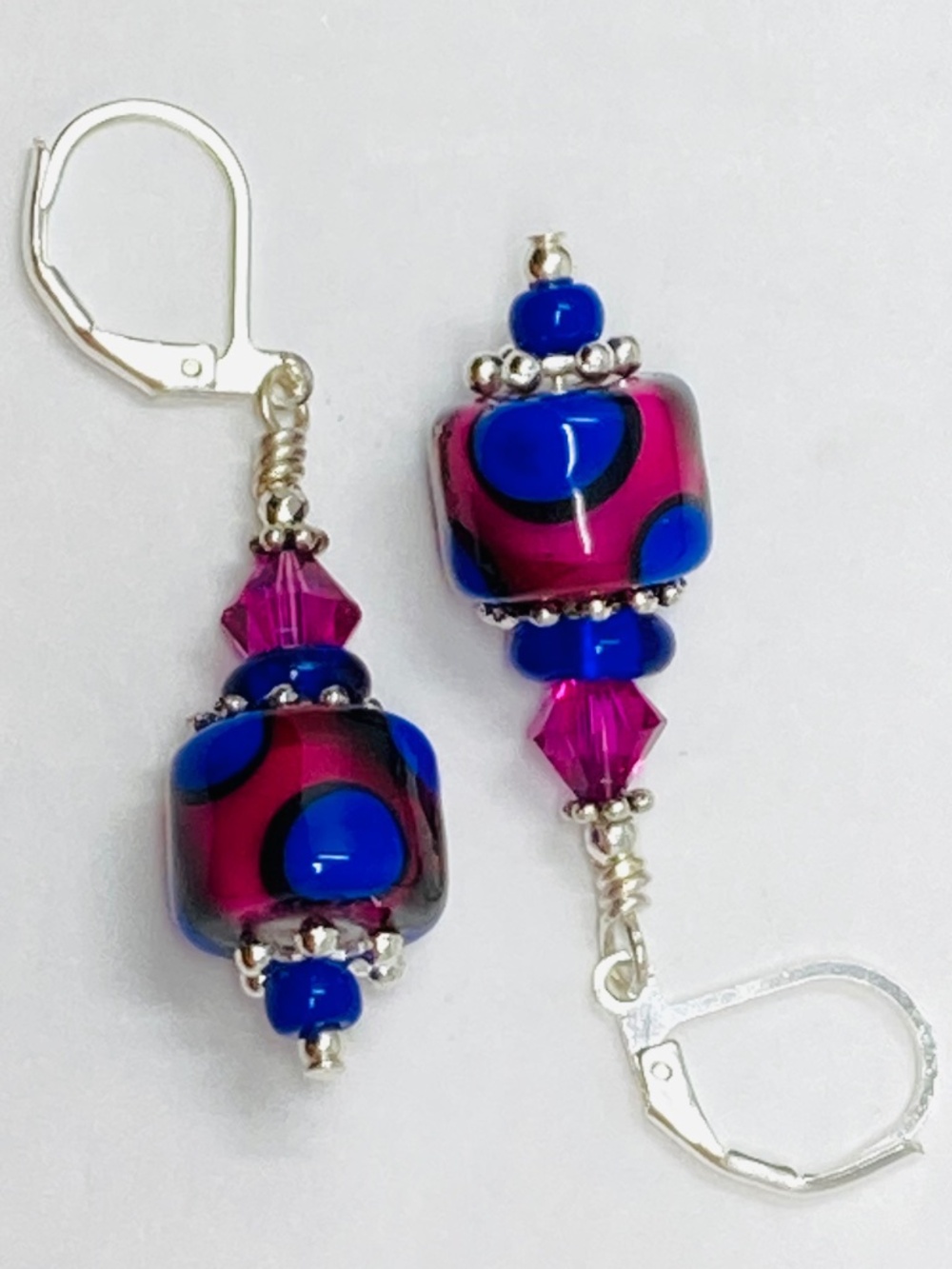 Polka dot Lampwork beaded earrings